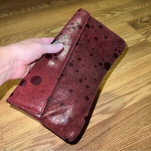Vintage Xanthe bags asymmetrical burgundy polka‎ dot clutch